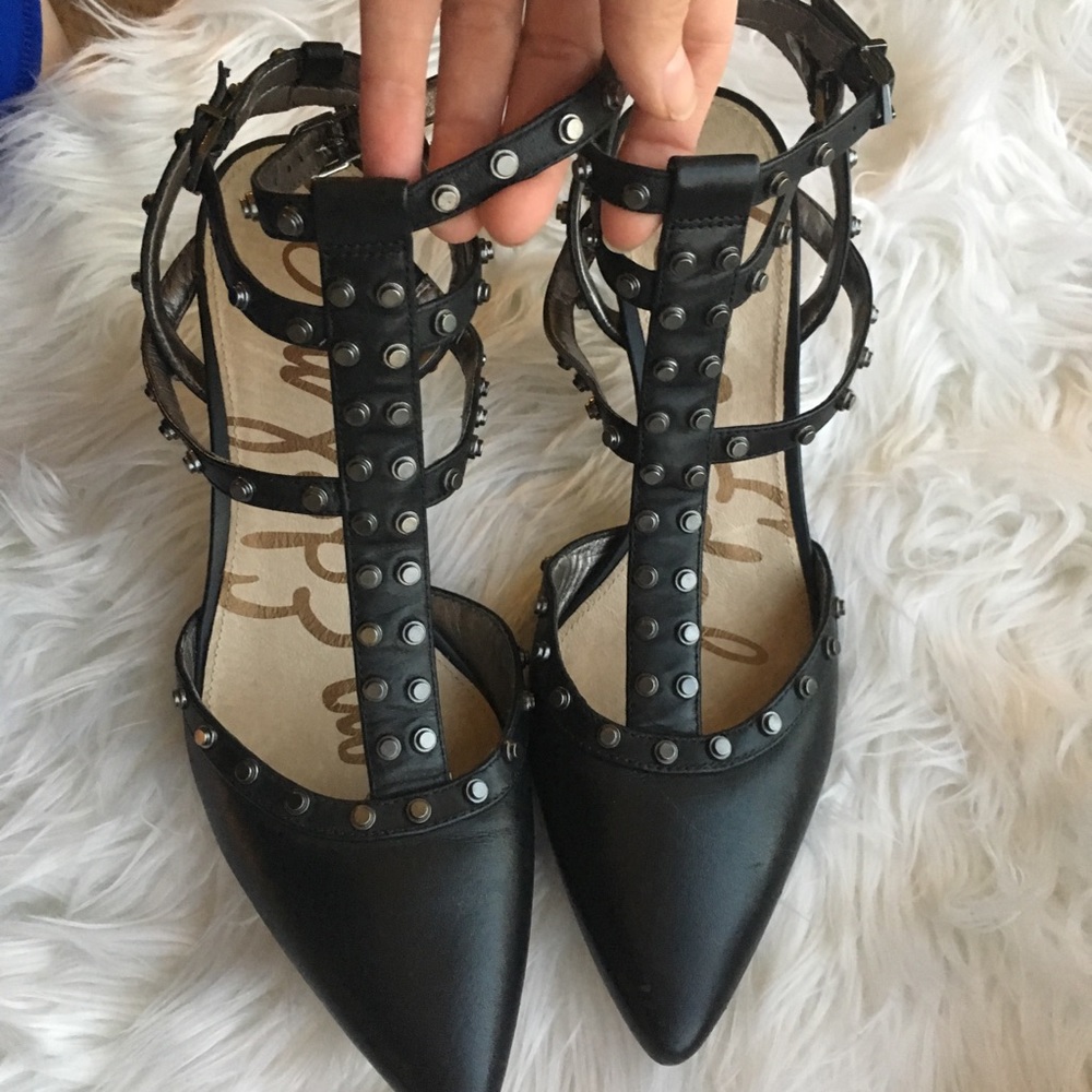 Black Strappy Studded Heels